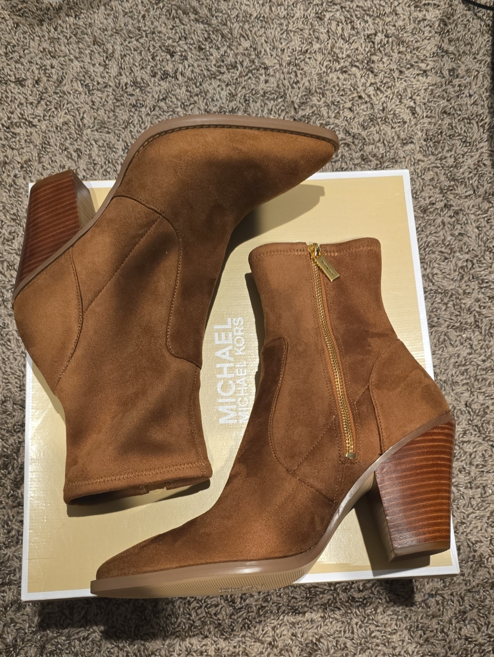 MICHAEL Michael Kors Luggage Brown Suede Ankle Boots - Picture 4 of 7